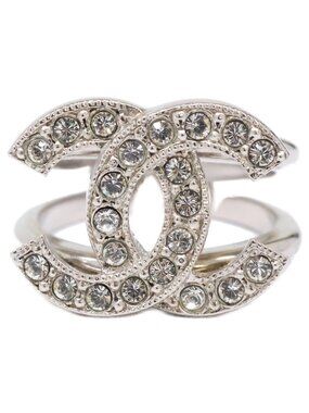 Chanel Line Stone CC Logo Ring